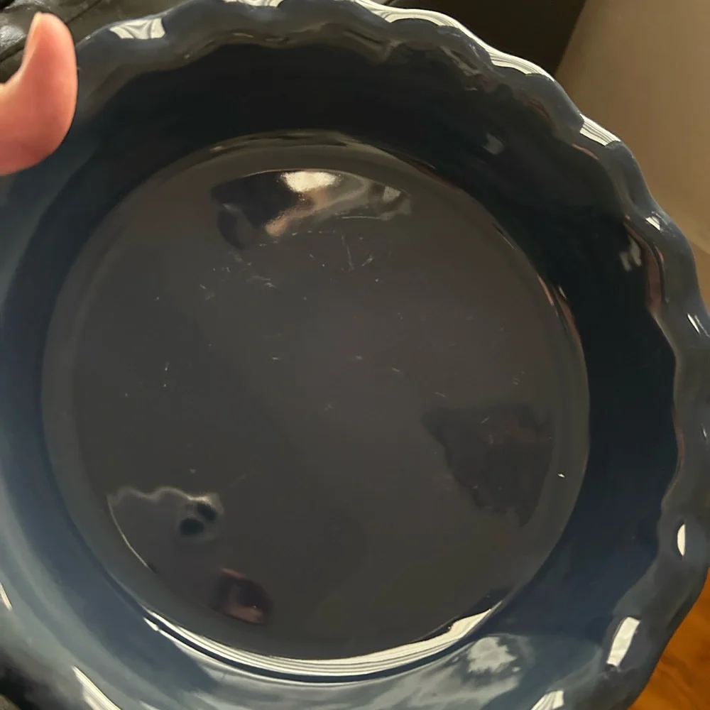Emile Henry French Ruffled Vintage Pie Dish Navy Blue William Sonoma